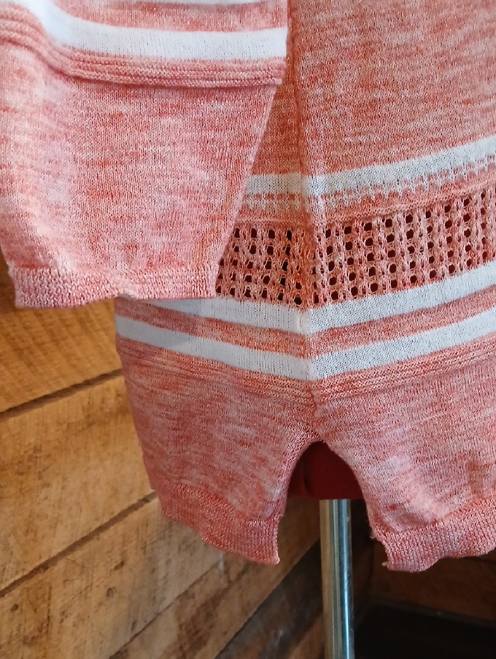 Christopher & Banks Lightweight Coral and White Knit Tunic Sweater Sz P/L - Picture 2 of 4